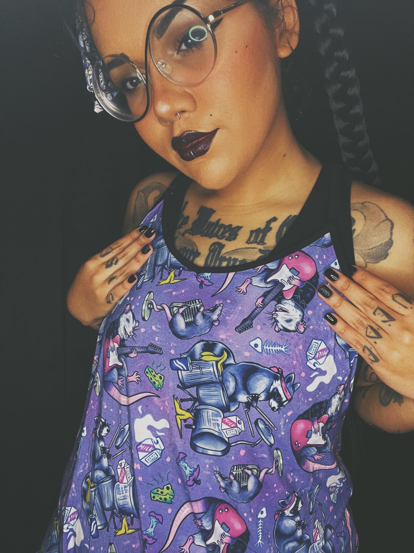 Ready to Ship Kids + Adult: Trash Metal Band Opossum + Raccoon and friends Hipster Overalls!