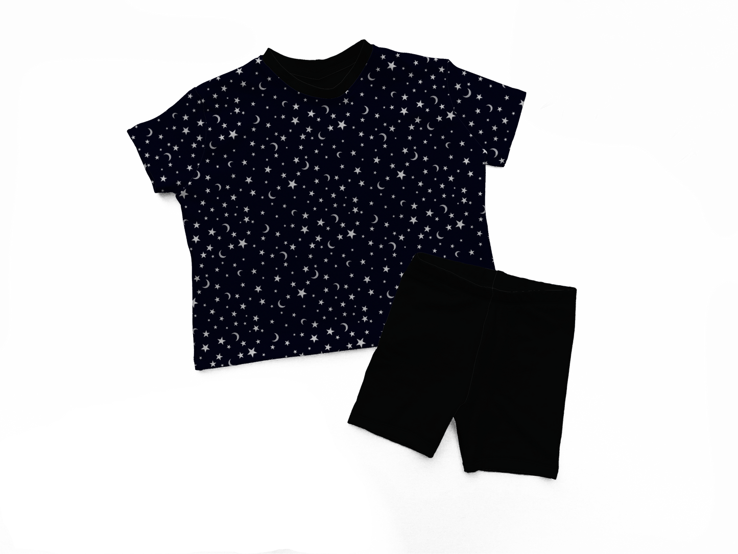 The Night Adult Sky Black + White Witchy Oversized Boxy Shirt- Normal Length