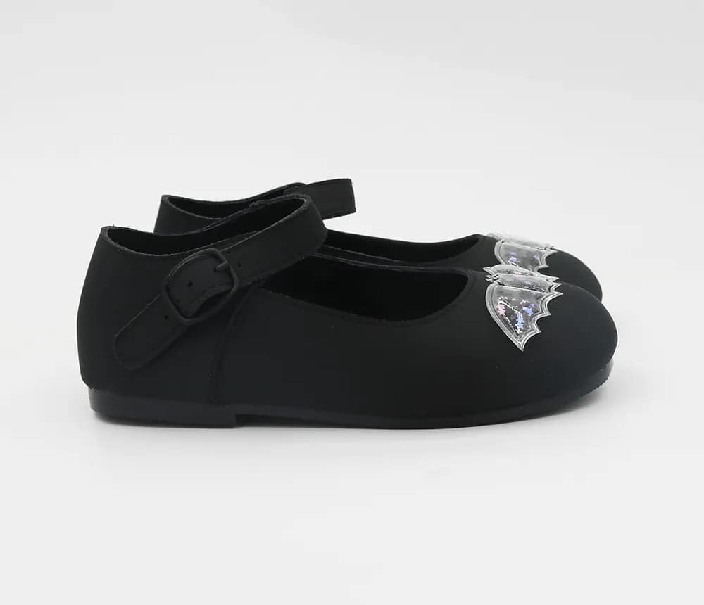 Ready to Ship- Spellbound Goth Matte Black Mary Janes with Black Shaker Bats.