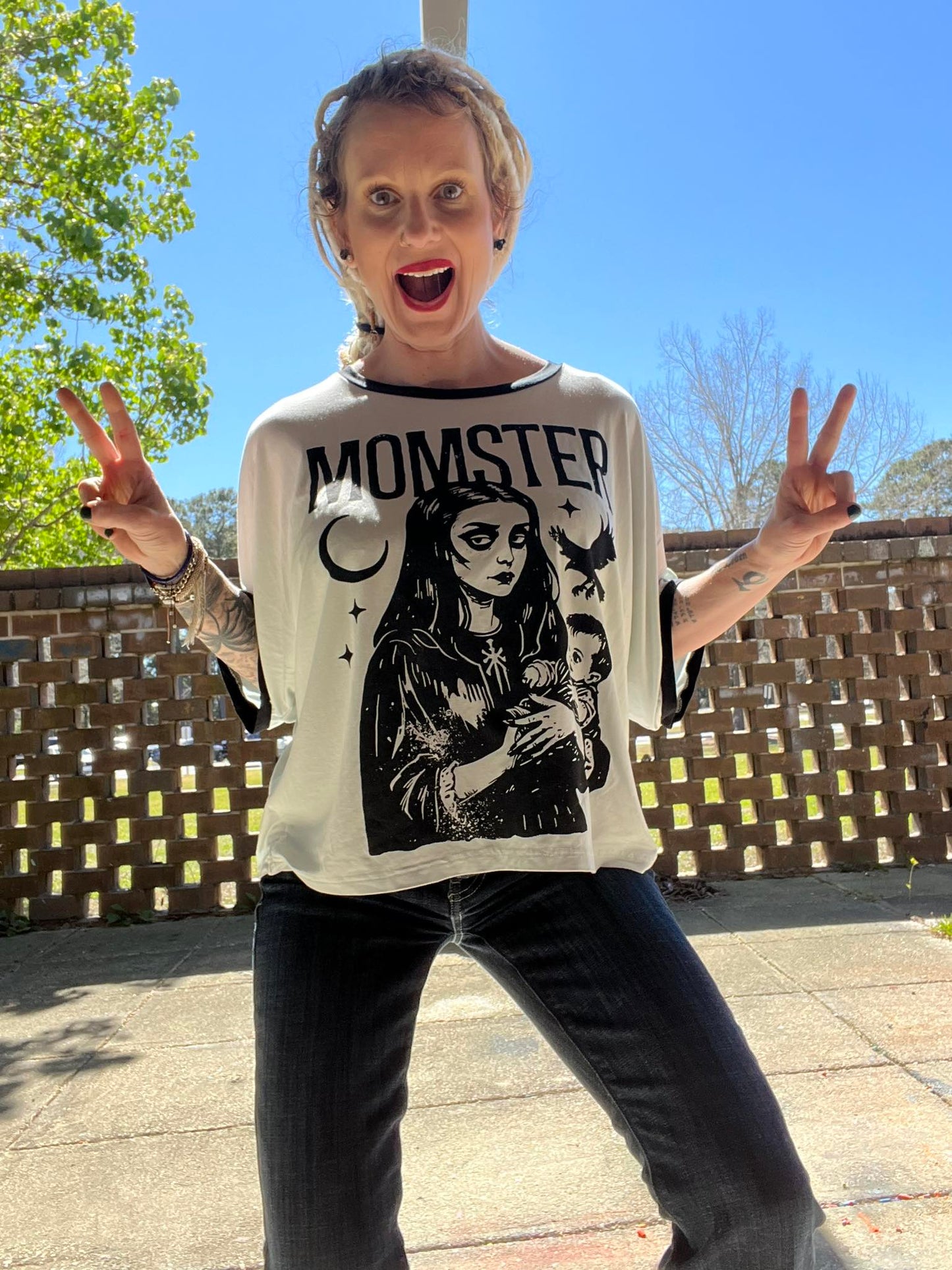 PREORDER- The MOMSTER ALT MOM Graphic BAMBOO Shirt! Oversized, Flowy! GOTH!