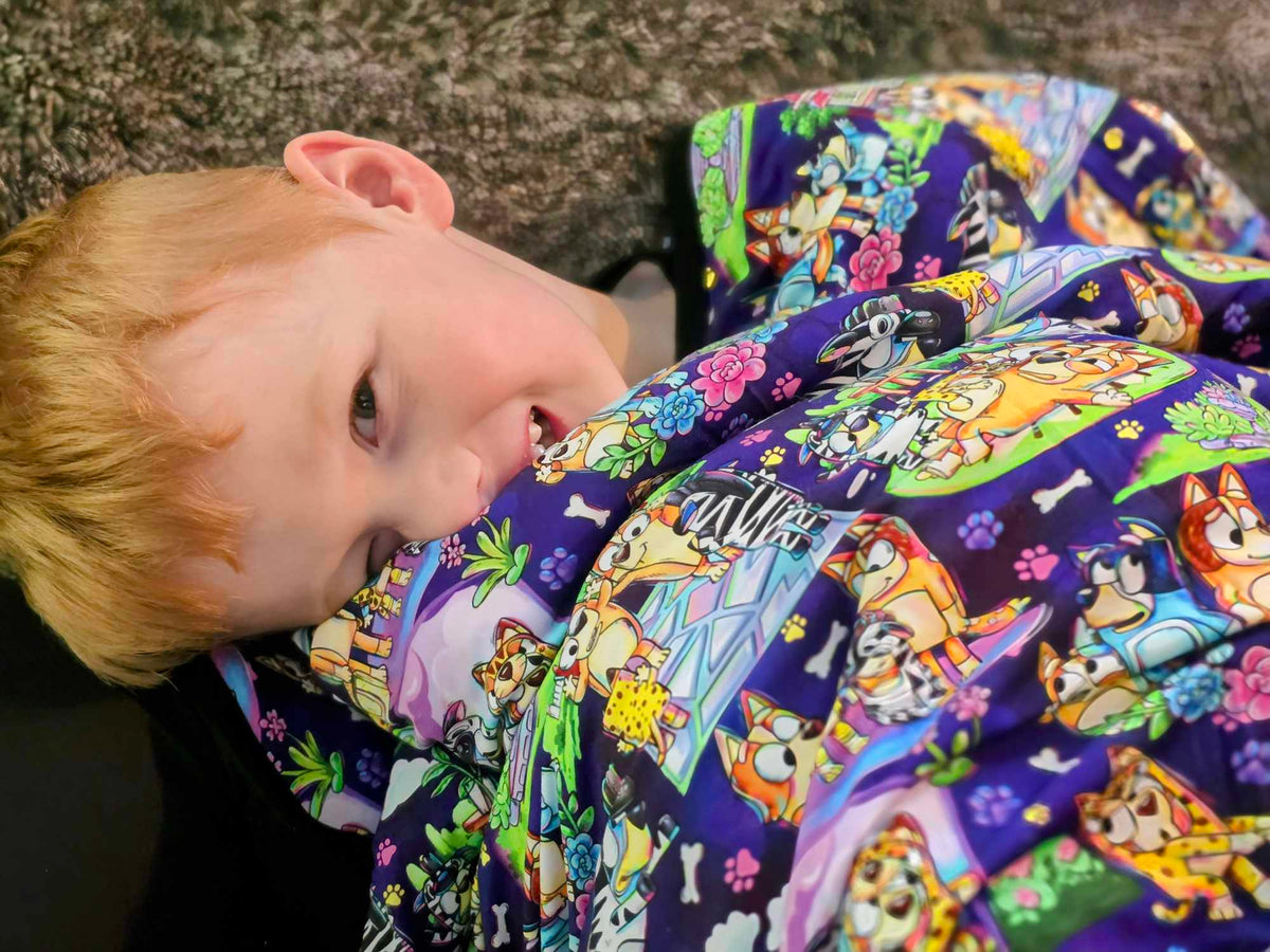 READY TO SHIP-- LAST ONES! The Blue Dog Bamboo Blanket! Episodes Scenes! Bingo! Super cute + Quilted!