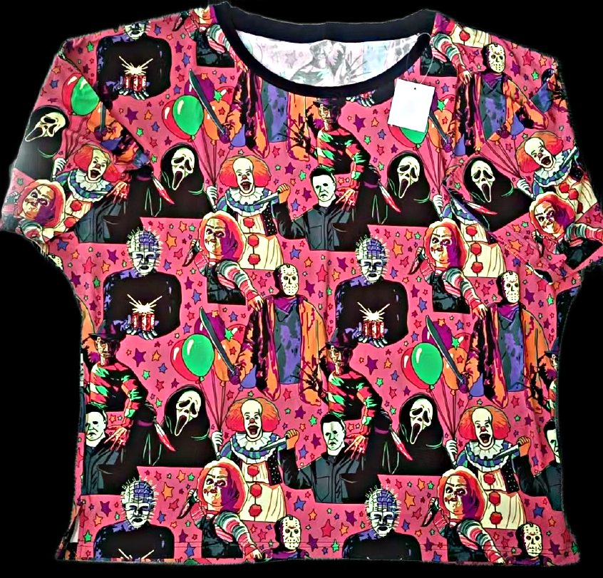 The Horror Friends Kids + Adult Vintage Pink/Red Boxy Tshirt! Chucky + Penny + More!