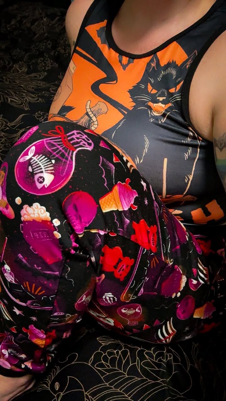 Ready to ship - Carnival Spooky Bamboo Joggers! Hearse Bumper Cars + Win a dead fish!