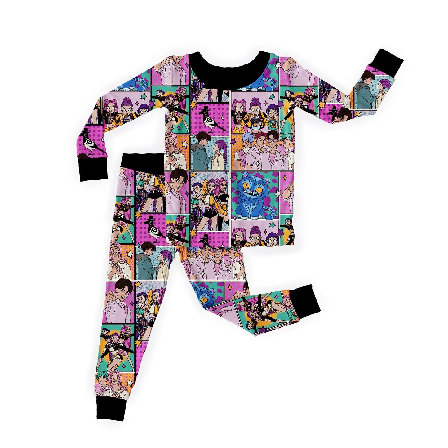 Ready to Ship-- Kids Kpop Demon Hunts Two Piece Daywear + Nighttime Comfy Lounge Set! 2 Piece PINK KPOP 2P