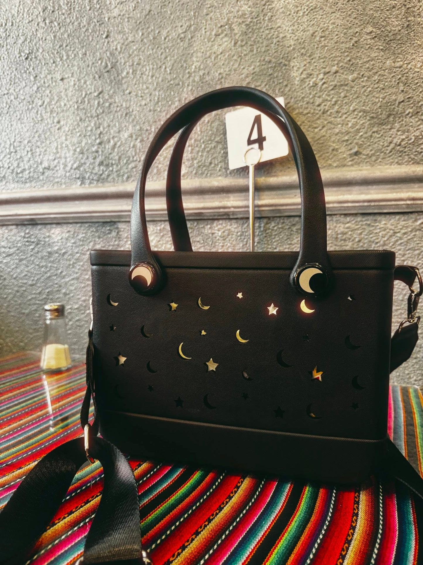 HALLOWEEN! Limited Edition NightSky + Moonphases BLACK Hag Bag! Witchy + Magical! Crossbody Strap!