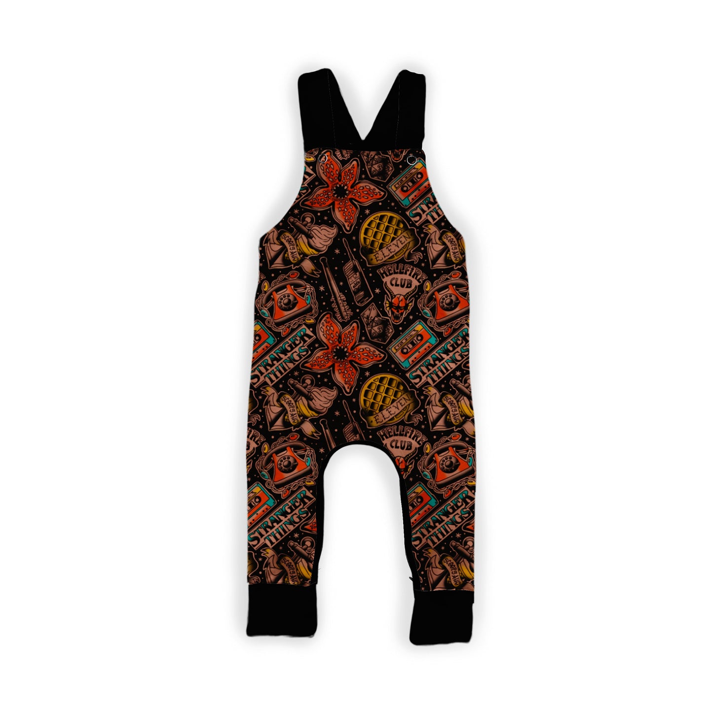 Ready to ship - Retro Kids 80s kids bamboo eleven + hellfire overalls! Daywear! 🖤 80s STRANGE OVeralls