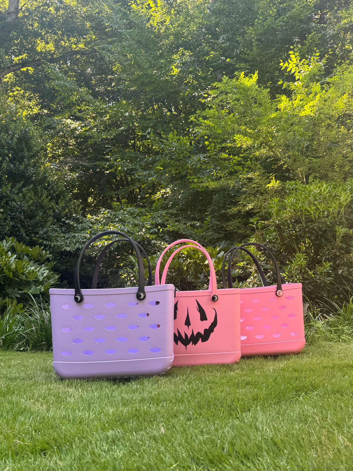 Pastel Goth Pink + Black Salem Pumpkin Hag Bag w/ Bat cut outs! Burton Shoulder Strap!