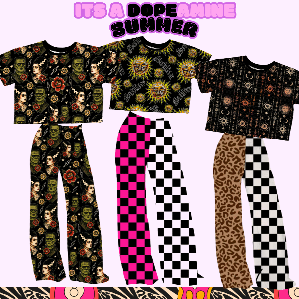 Adult: Solid Animal Print Wide Leg Bamboo Retrocore Pants! 3 Inseam lengths! Basics!