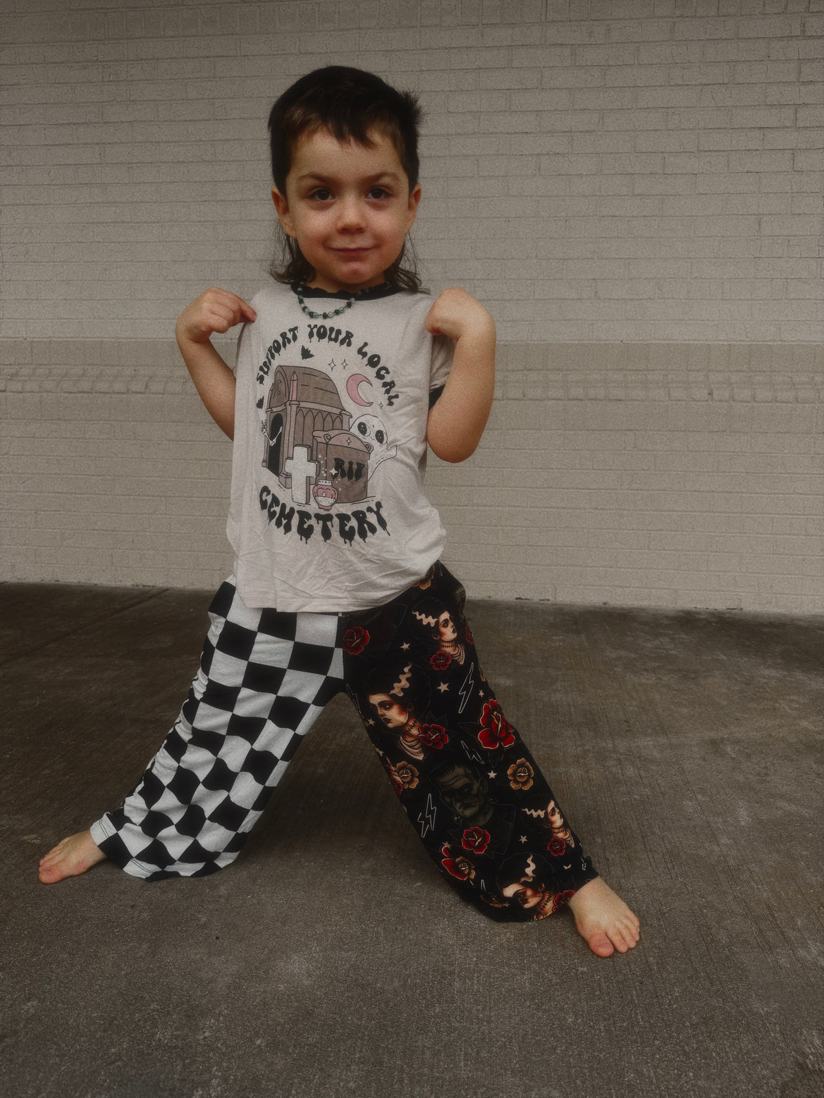 Ready to Ship - KIDS: Nightmare Duo Ghoulchella Wide Leg Pants! Jack + Sally! Boho + Nightmare! Halloween Pants!