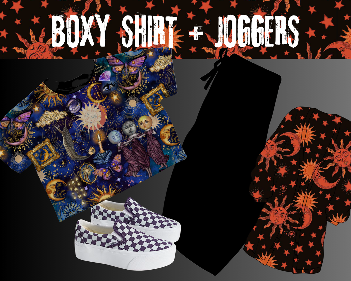 Ready to Ship! Kids + Adult-- Always wanted to be a 90s Witch Sabrina Vintage 90s Moon + Sun Boxy Shirt! Practically magic!