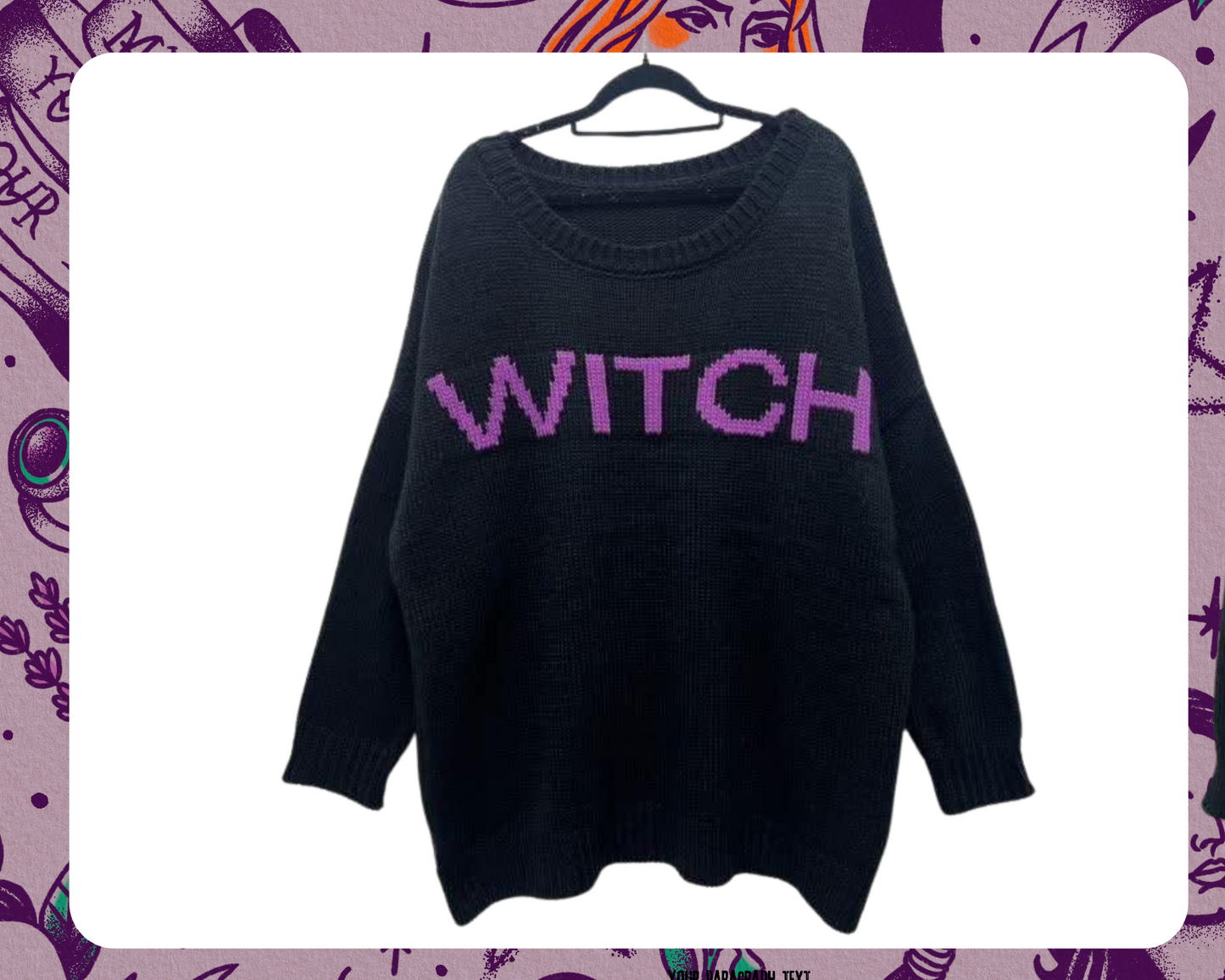 The NEW Cozy Oversized Chunky Knit Black + Purple Witchy Sweater
