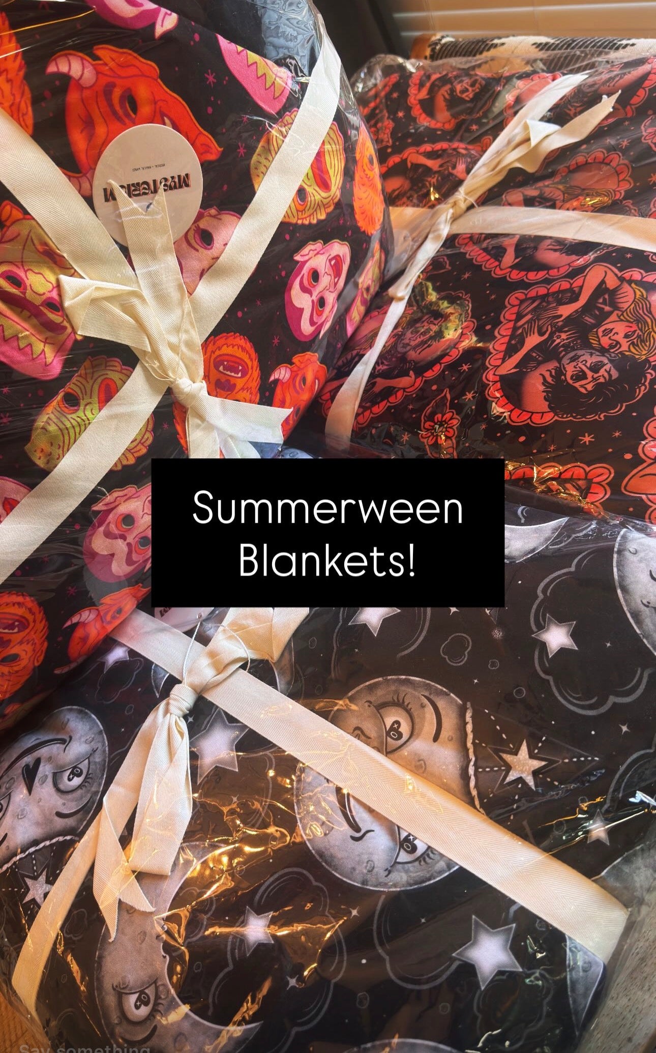 Ready to Ship -- Spooky Ghoul Summer! The 80s Masks Spooky Halloween Bamboo Double Sided Blankets!