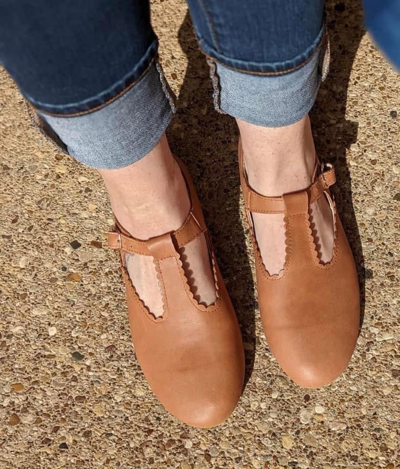 New Ready to Ship- Vintage Leather Fauna Elowyn Tstraps! Nubuck Leather! Classic Flats.