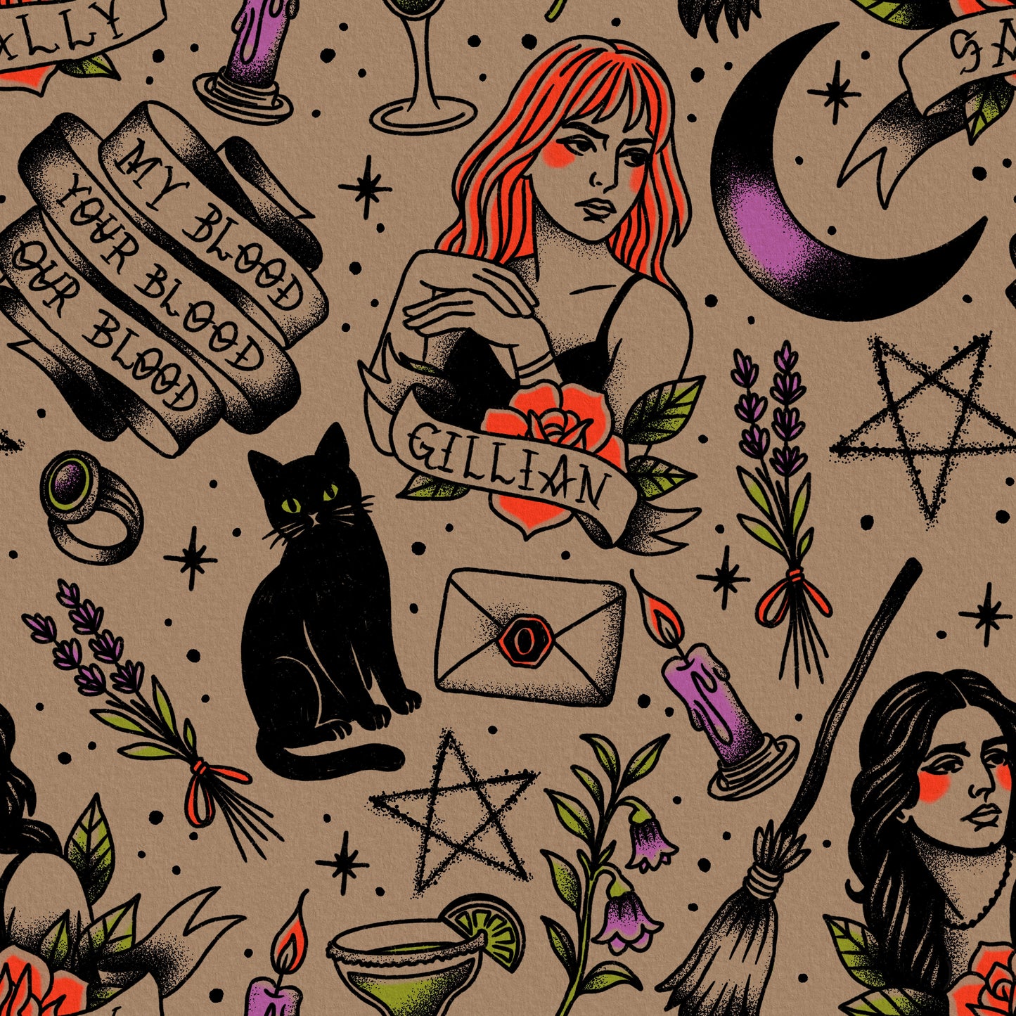 1990s Kids + Adult Witchy Practically Magic Bohemian Flowy Overalls! Broomsticks + spells 🖤🎃