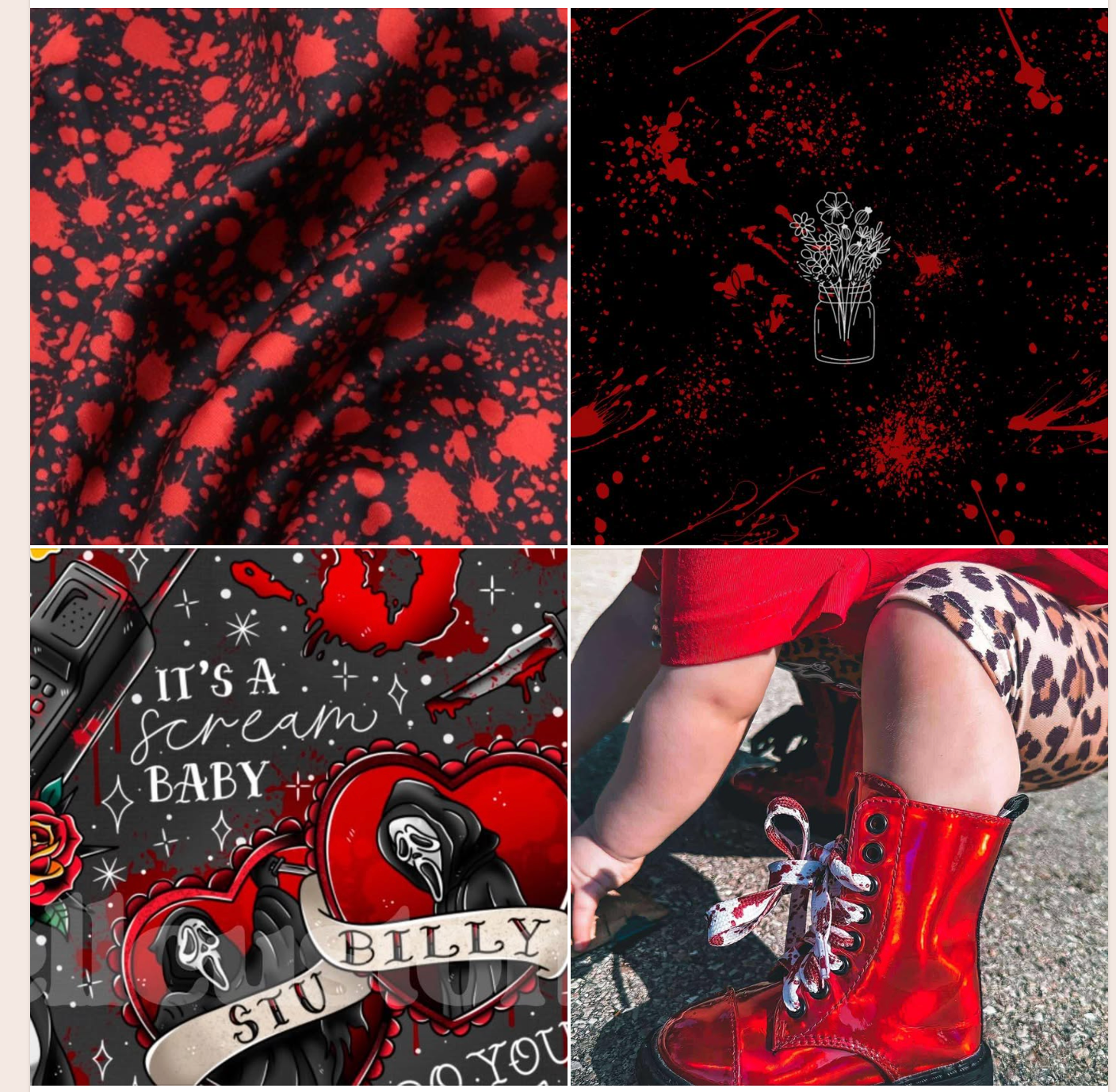 SLASHER KIDS + ADULT Black + Red Blood Splatter Boxy Shirt! Spooky Oversized Horror 90s! Scoop Neck!