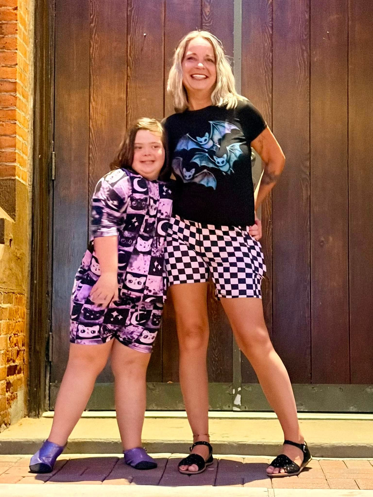 Ready to Ship! Kids- NEW STYLE! Mystical Luna Cat + Vintage Sailor Moons Boxy Tshirt + Shortie Summer Bamboo Set! Purple + Black!