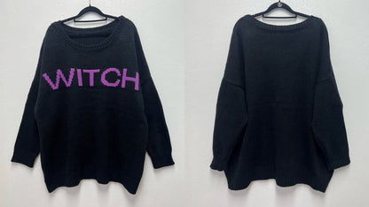 The  WITCH Cozy Oversized Chunky Knit Black + Purple Sweater