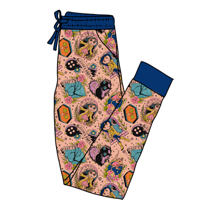 Ready to Ship! Adult: Other Mother Trad Tattoo Button Eye Girl Adult Joggers! CottageCora with images from Movie!