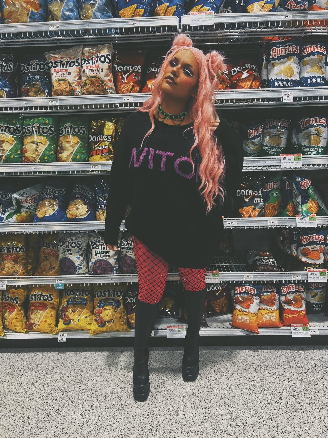 The  BRUJA Cozy Oversized Chunky Knit Black + Purple Sweater