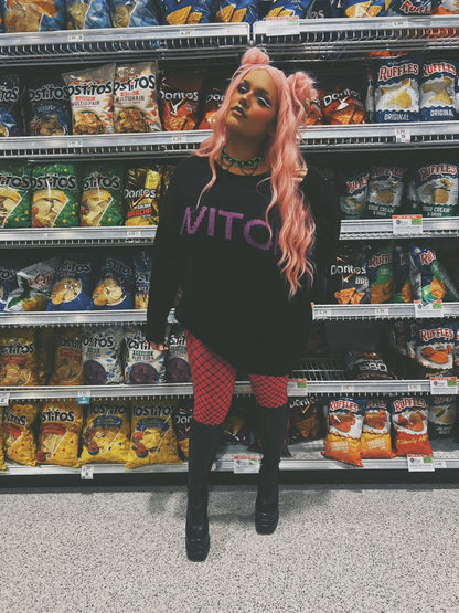 The  BRUJA Cozy Oversized Chunky Knit Black + Purple Sweater