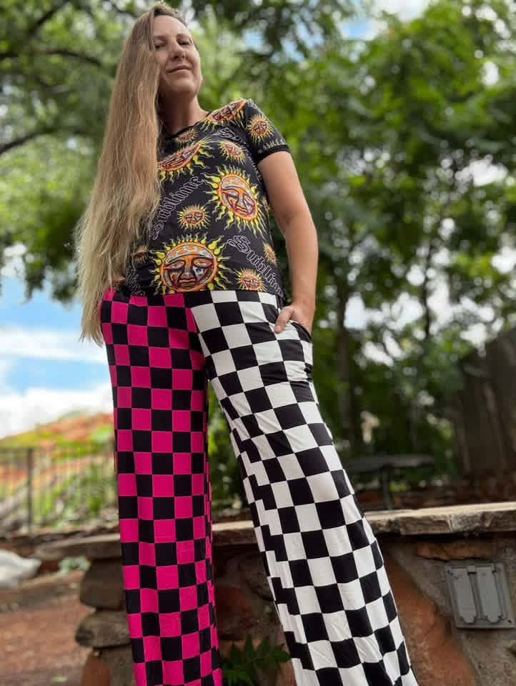 Adult: Goosybumps + Horrorland Spider Web Split Print Ghoulchella Pants! Wide Leg + 3 Inseams! Scary Stories!