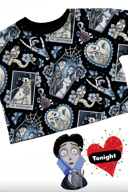 Ready to ship! Kids + Adult Corpse + Friends Undead Bride Oversized Soft Goth Bamboo Boxy tee. Flowy + Magical! Horror Nights!