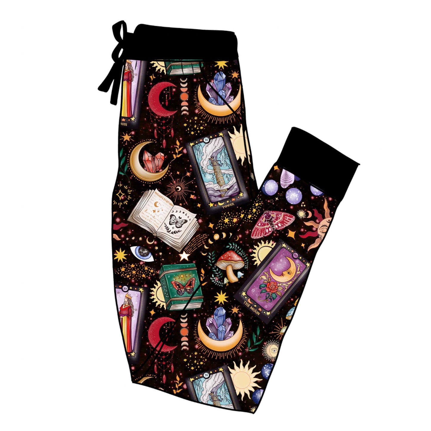 Adult-- Witchy, High Vibe Manifest Black Adult Joggers. Goddess Energy. Magical