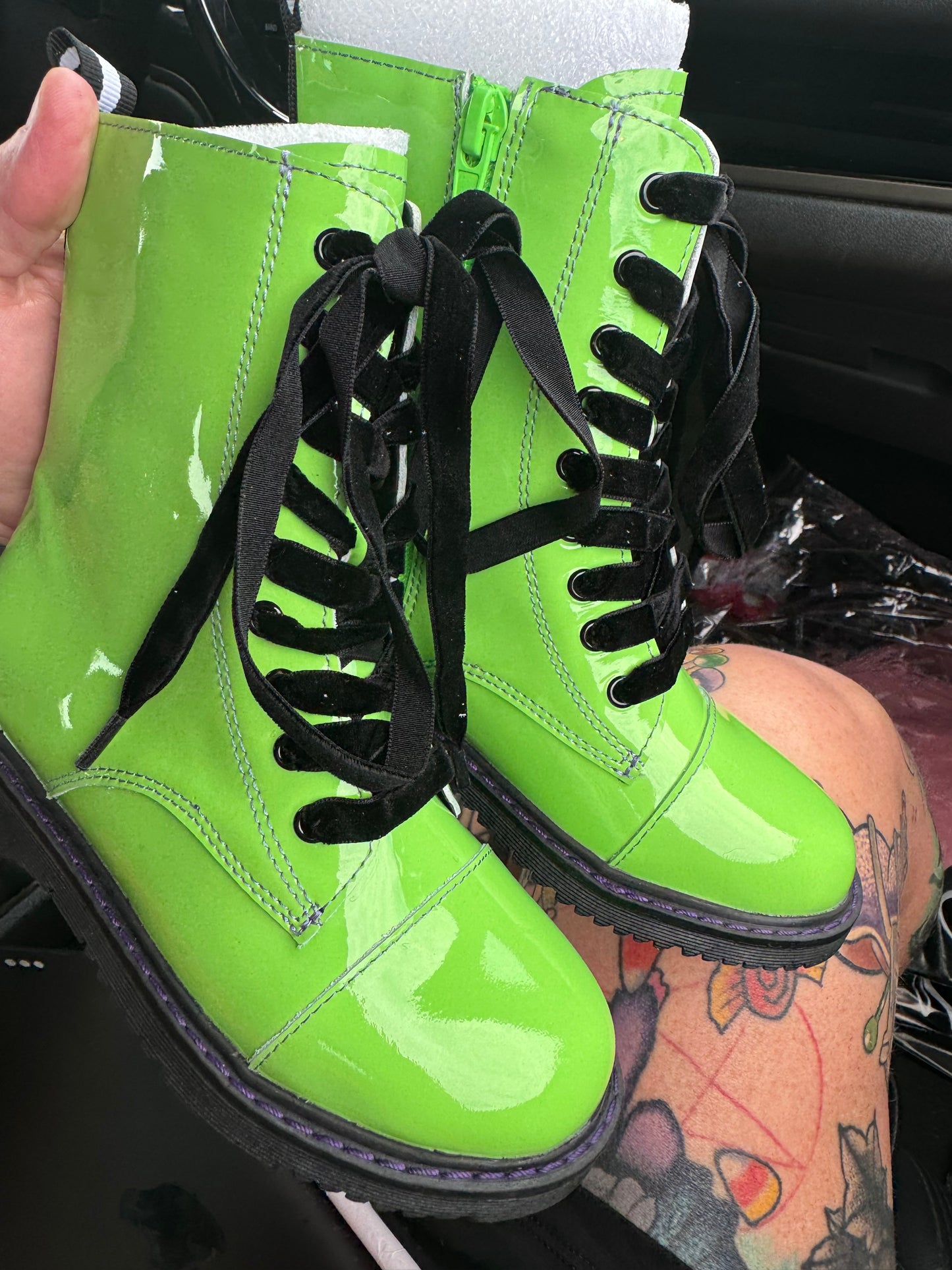 Kids + Adult NIck SLIME Spooky Neon Green Combat Boots! 1990s Y2K! Perfect with Halloween!