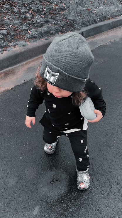 Ready to Ship -Kids Kpop Demon Two Piece French Terry Oversized Joggers + Crew Shirt Cozy Fall/Winter Set! PINK KPOP FRENCH TERRY