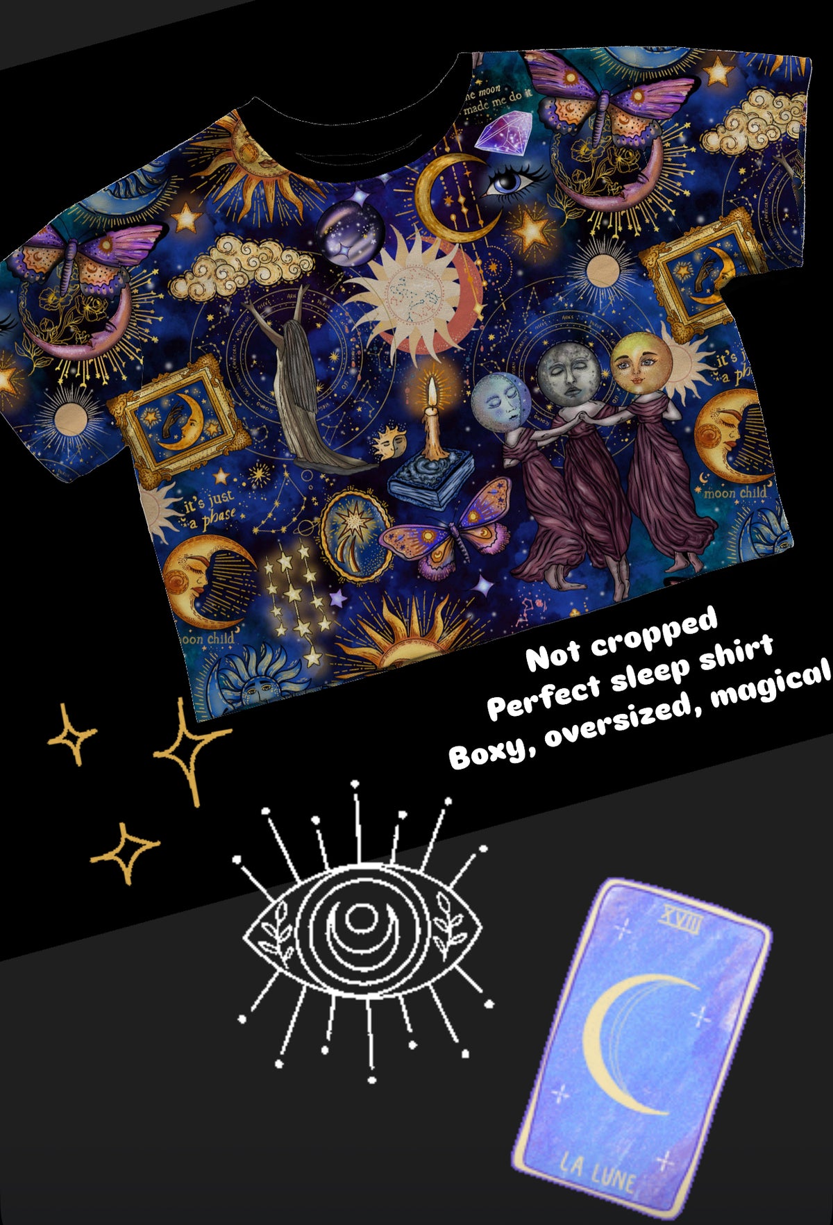 Ready to Ship! Practically Magic! Adult 1990s Whimsigoth + Magical Vintage Celestial Cosmos oversized Boxy Bamboo Shirt!