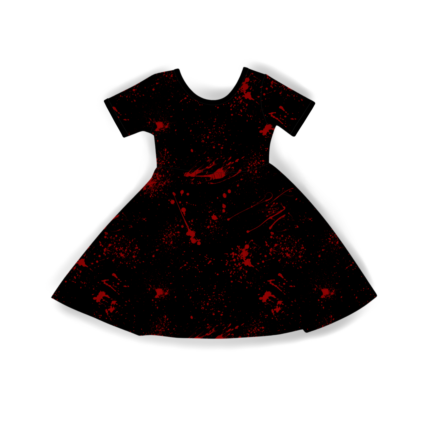 Ready to ship - 1990s Adult + Kids Spooky Horror Blood Splatter Babydoll Bamboo Dress! Black + Red