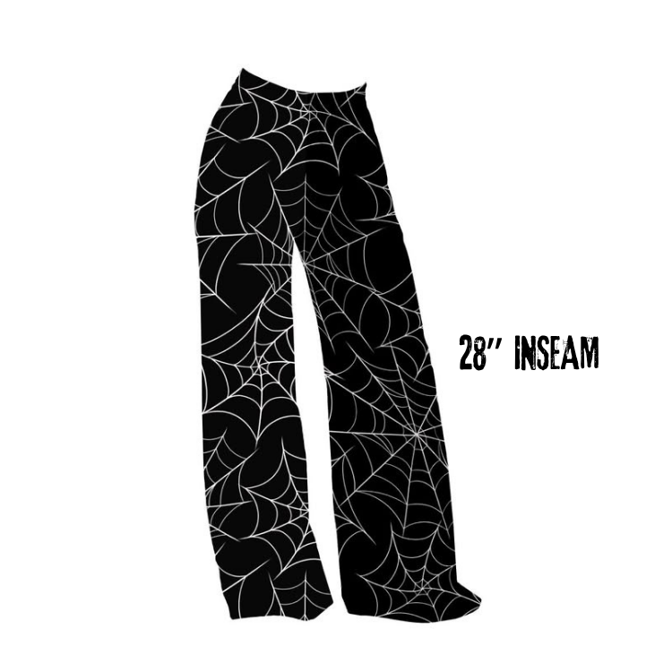 Adult: Dopamine Halloween Black + White Spiderwebs Bamboo Ghoulchella Pants! Wide Leg Pants! Spooky Basics