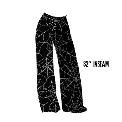 Adult: Dopamine Halloween Black + White Spiderwebs Bamboo Ghoulchella Pants! Wide Leg Pants! Spooky Basics