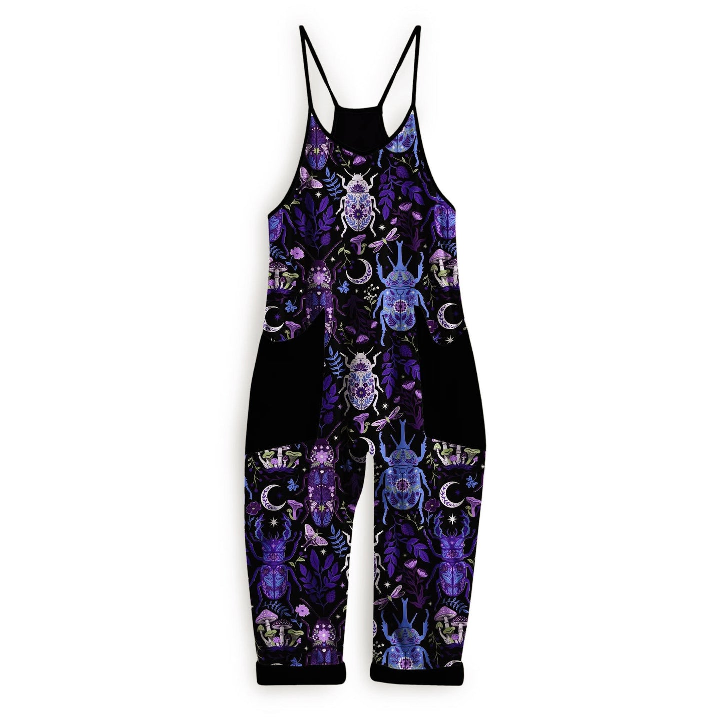 Botanica Altar Beetle Mystical Moody Purple + Black Bamboo Overalls! Mushrooms + Magic!