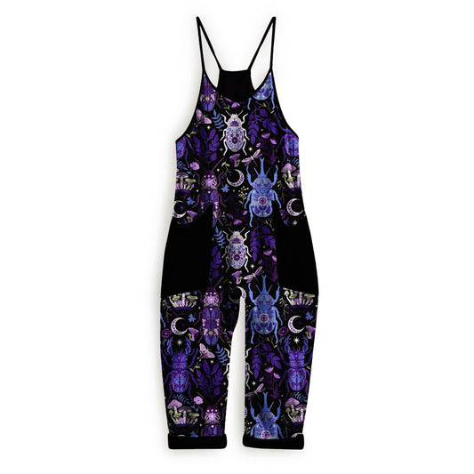 Botanica Altar Beetle Mystical Moody Purple + Black Bamboo Overalls! Mushrooms + Magic!