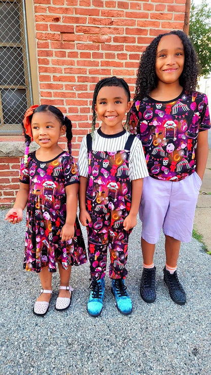 Adult + Kids- SHORT Sleeve Hunter Girl Demons+ Derpy Bamboo Twirl Dress!