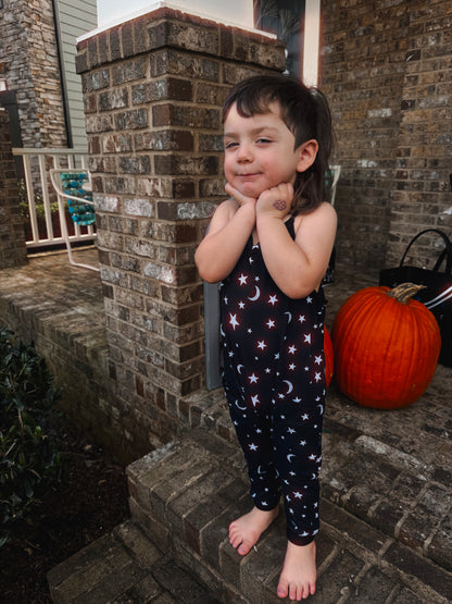 Kids + Adult:  Starseed Black + Metallic Star Nightsky Minimal BamBOO overalls! Celestial + Magical!