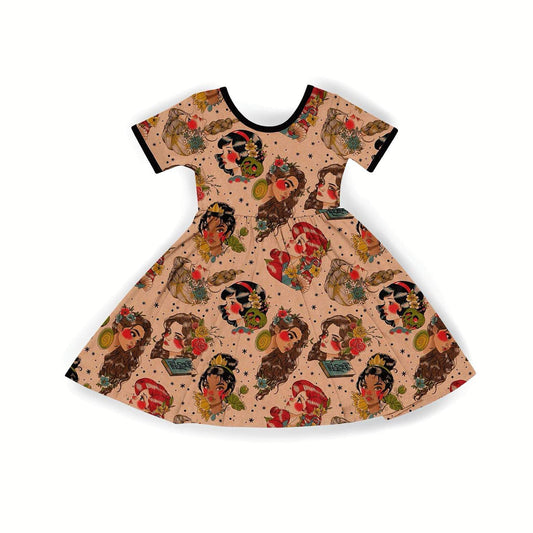 Ready to Ship-  The Vintage Magical Princesses twirl + Poison Apples + Tattoo Style. Matching Vacation!