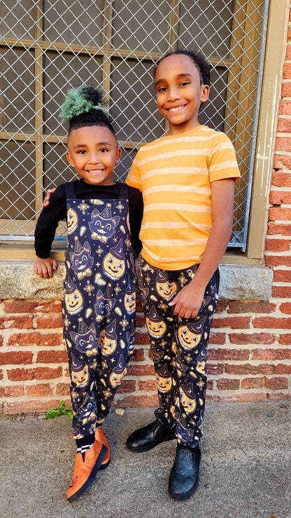 Ready to Ship- Baby/ Kids Vintage Halloween Daywear Kids Pumpkin and Black Cat Joggers!