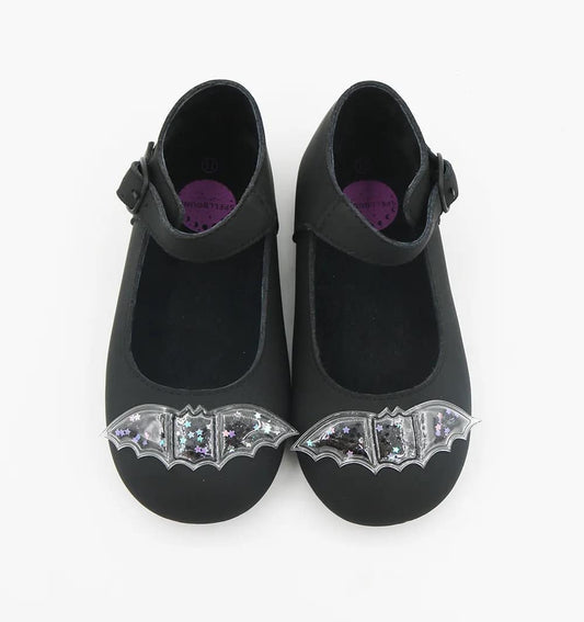 Ready to Ship- Spellbound Goth Matte Black Mary Janes with Black Shaker Bats.