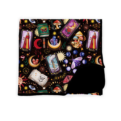 Ready to Ship! Black Celestial Practically Magic! Witchy Vibration Manifest Blanket. Moons + Energy + Forever Whimsigoth