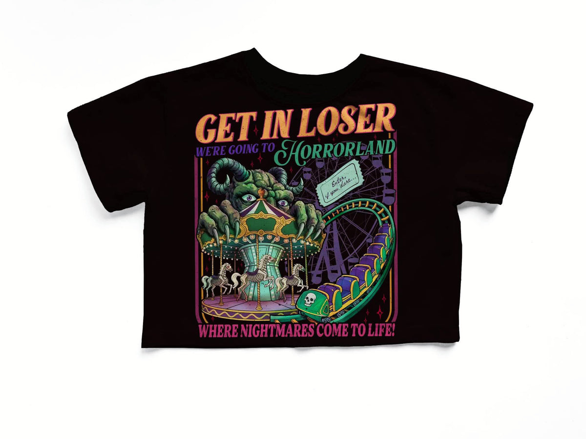 Adult- Horrorland 90s Take me to Goose Reader Beware Bamboo Boxy Shirt! 90score!