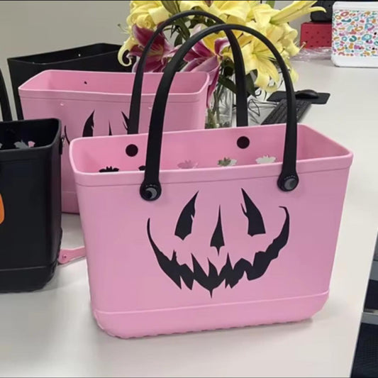 Pastel Goth Pink + Black Salem Pumpkin Hag Bag w/ Bat cut outs! Burton Shoulder Strap!