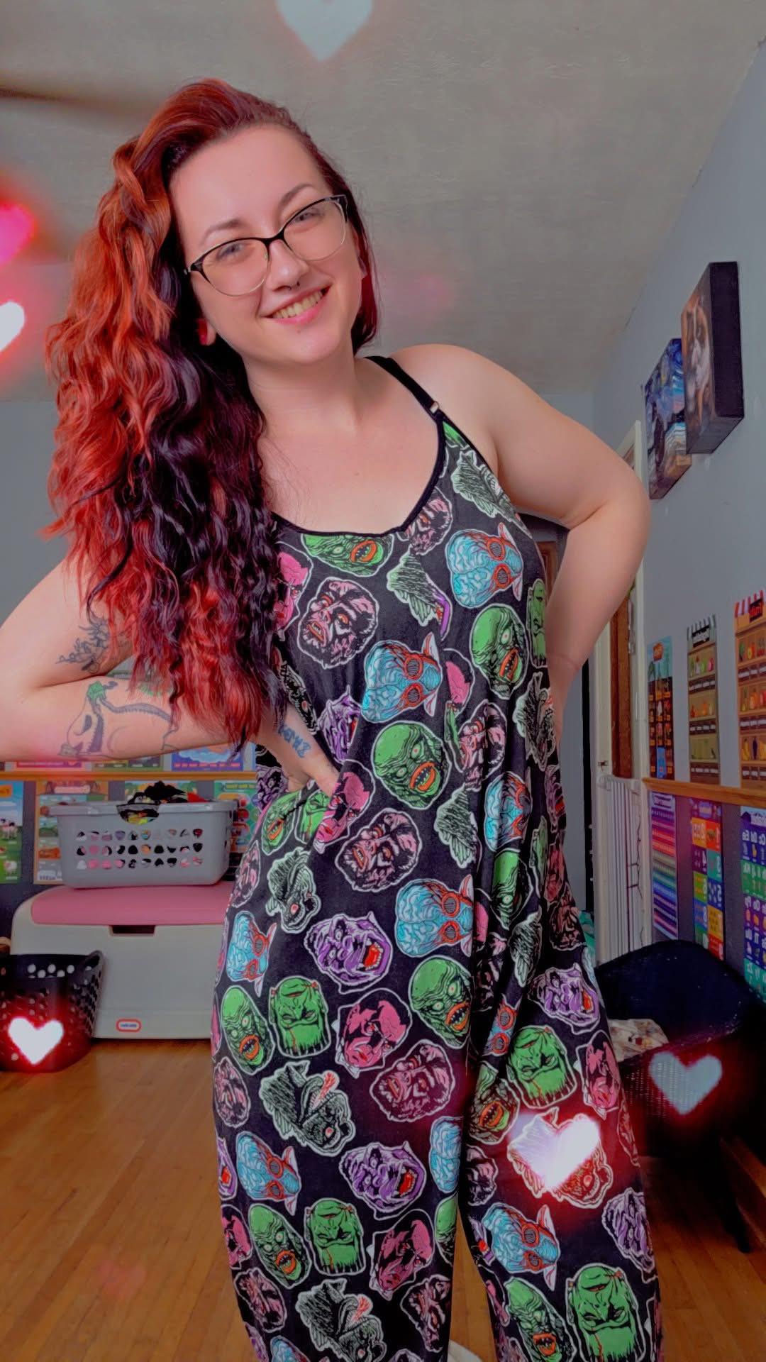 Ready to ship- Epic Monster Adult 2.0 Bamboo Overalls! Single Panel Front! Pockets! Drac + More!