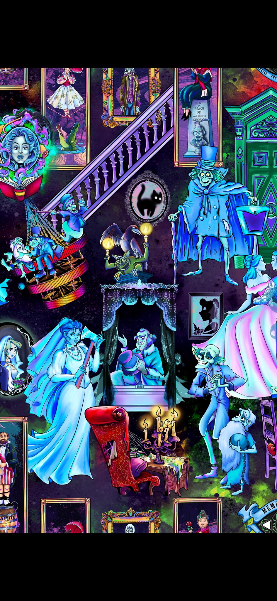 Ready to ship - All the Magical Ghosts of the Mansion Bamboo Tshirt and Shorts Set! Halloween! Spooky!