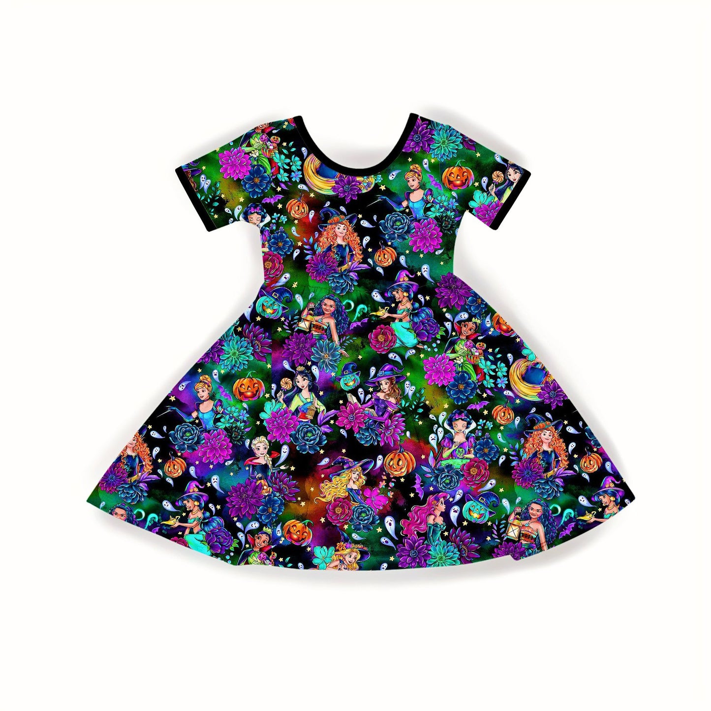 Ready to ship - The Most Magical of Princesses Spooky Floral Twirl Dress! Mouse Favs
