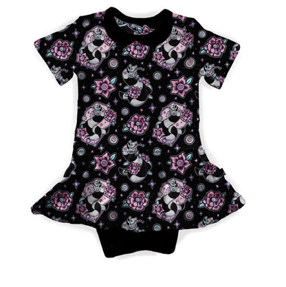 Ready to ship - Tattooed Sandworm Pink Floral Beetle Twirl Dress!