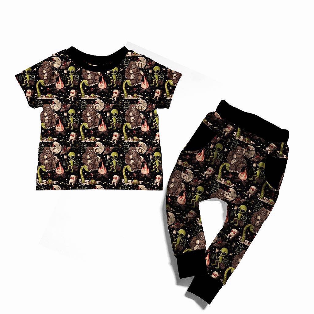 Ready to ship - New Jogger + Shirt Set! Bigfoot + Nessie Camping Cryptids Tshirt + Two Piece set!
