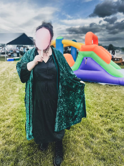 Ready to Ship-Christmas Adult Green Luxe Ribbed Velvet Magical Spellduster!