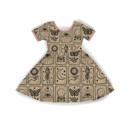 Kids + Adult--The Vintage Tarot Bamboo Babydoll Twirl Dress! Pick your Trim!